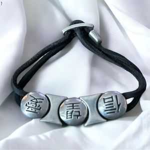 Unisex Chinese Love Hope and Faith leather bracelet
